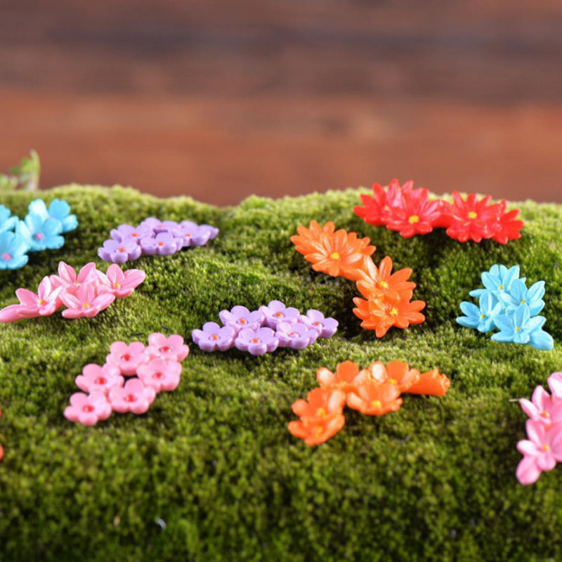 2Pcs Miniature Garden cute Moss Flower Fairy Garden Micro Landscape Resin Decor Craft Home fairy garden supplies