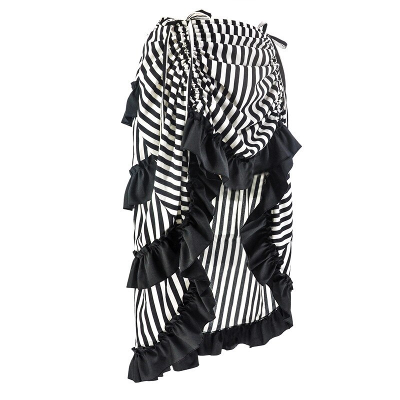 The Pirate Dressing Steampunk Victorian Cosplay Costume Womens High-Low Show Girl Skirt: black / XL