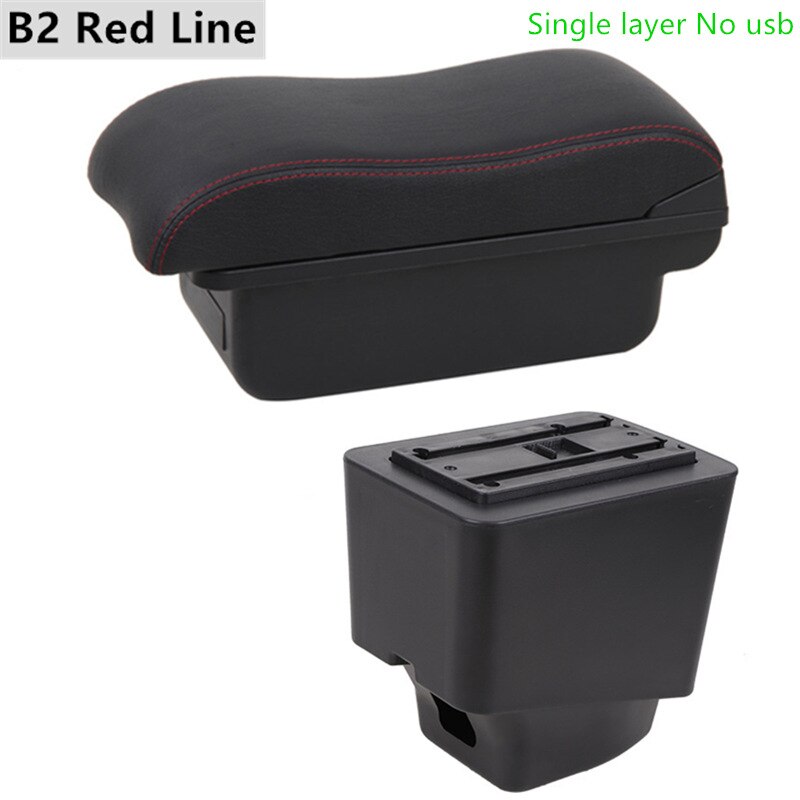 Armrest Box for Renault Captur Kaptur Leather Arm Rest Center Console Storage USB Car Accessory: B2 Red Line