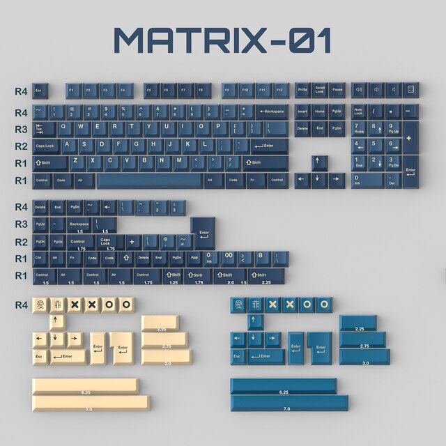 192 teclas GMK Clones matrix-01, teclas de perfil Cherry, doble disparo para teclado mecánico 1.75U 2U Shif ISO Enter Key: Default Title