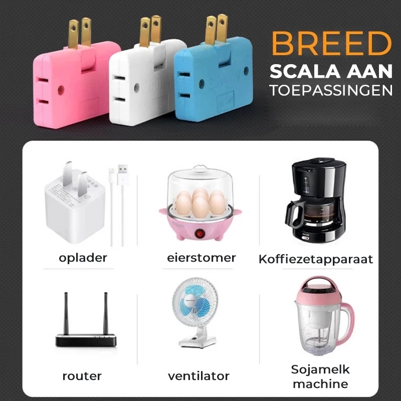 One In Three 180 Degree Rotatable Socket Converter Extension Multi-Plug Distributor Portable Wireless Charging Socket Adapter