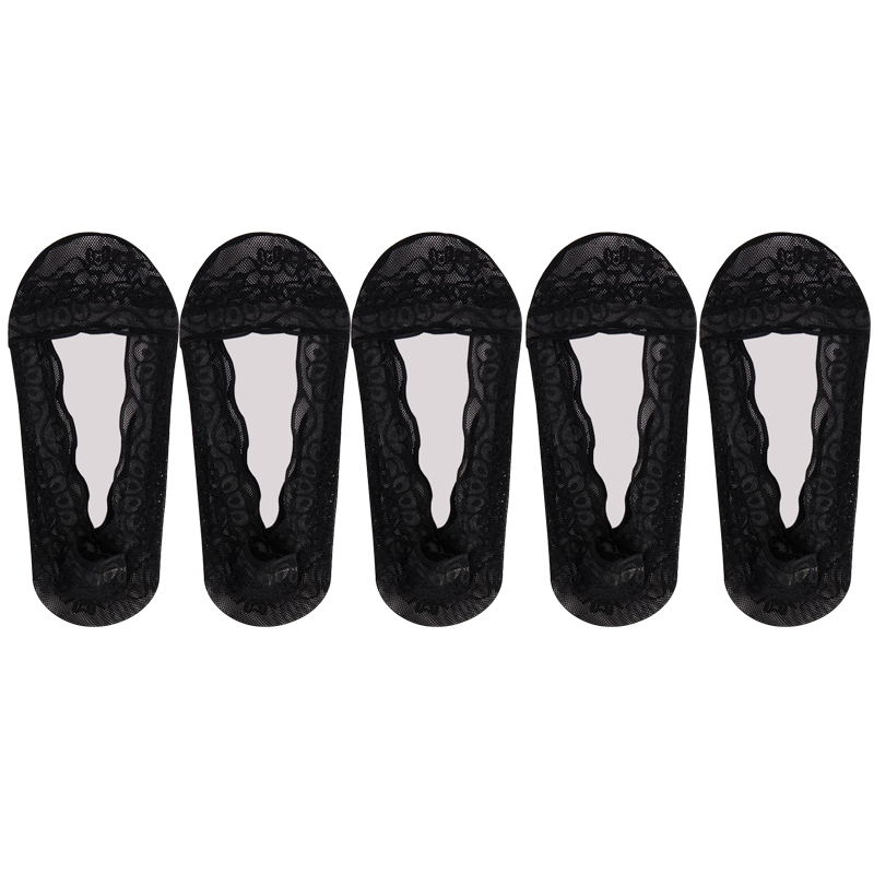 Lot de 5 paires chaussettes femmes en lot soquettes courtes femme de chaussettes en dentelle pour femme, invisible, été, transparent, court, ensemble de rinçage, blanc, coupe basse, silicone, antidérapant, bateau