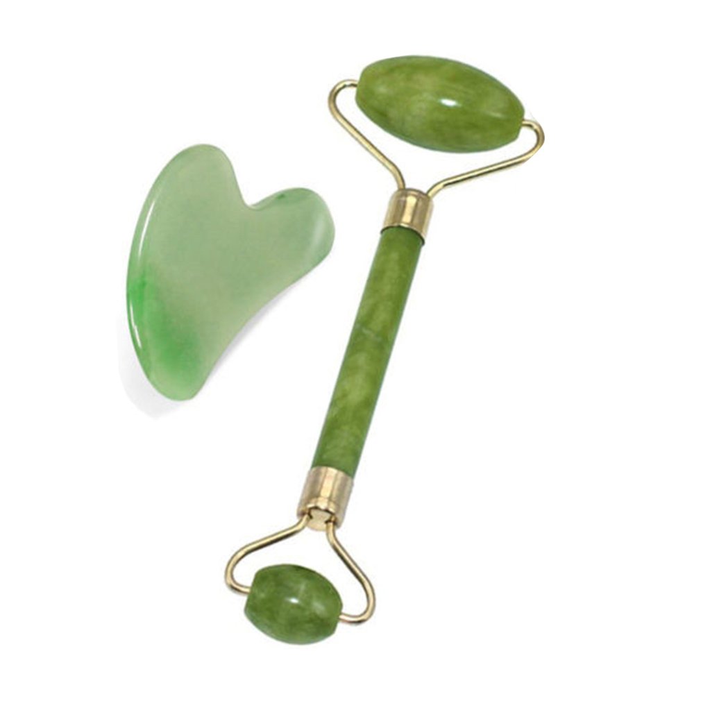 Natuurlijke Facial Roller Jade schoonheid massager Roller Gezicht Schoonheid Massage Gereedschap Gezicht Kit Met Jade Schraper