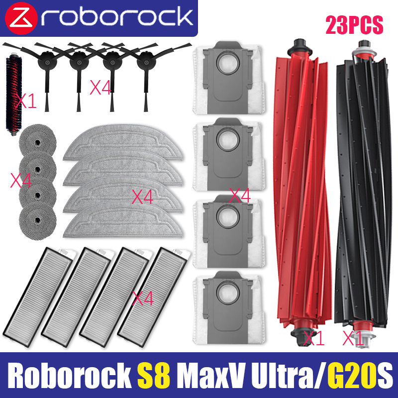 Roborock S8 Max V Ultra G20s robot Vacuum Cleaner Accessories mop Choth vacuum bags Side Brush Filter Replaceable Parts: WHITE