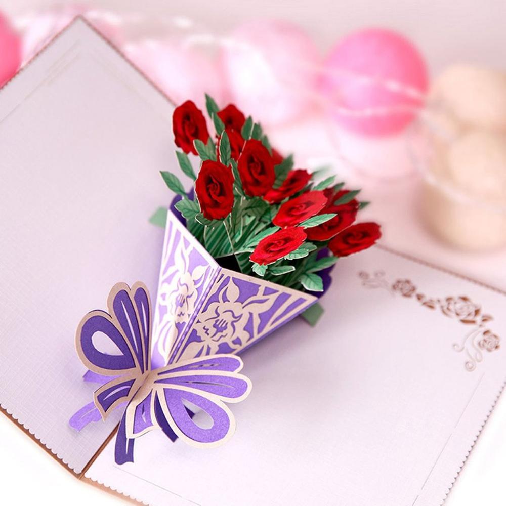 3D Pop up Card Roses Bouquet Cards Handmade Greeting Cards DIY Papercraft Card for Birthday Valentines Wedding Anniversary