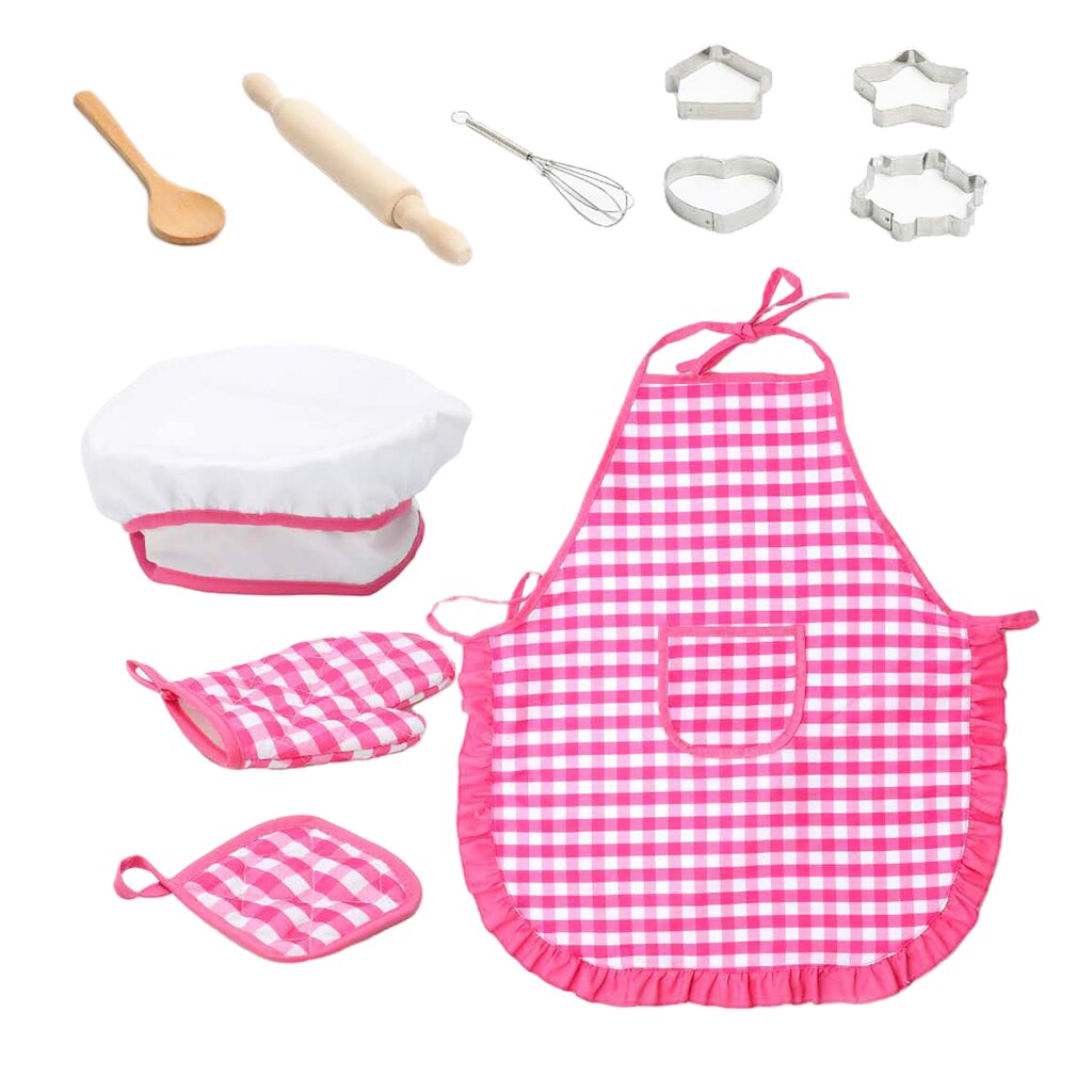 Kitchen Pretend Play Accessories Toys With Apron & Chef Hat & Utensils 11pcs