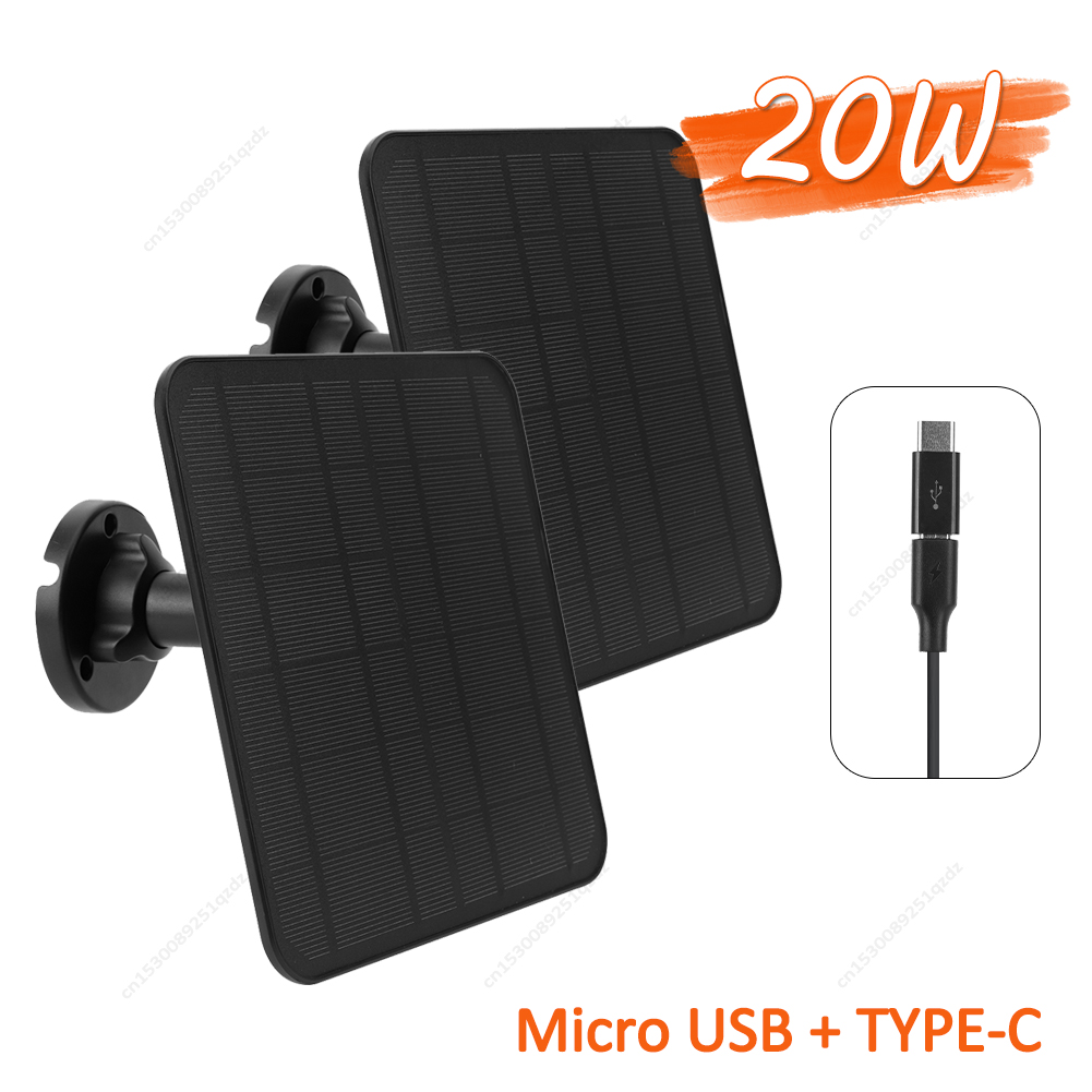 5V 20W Solar Panels For Eufy Eufycam 3/3C/2/2C/2Pro Wall Mount Waterproof Solar Cell System With 9.8ft Power Cable,1 Pack