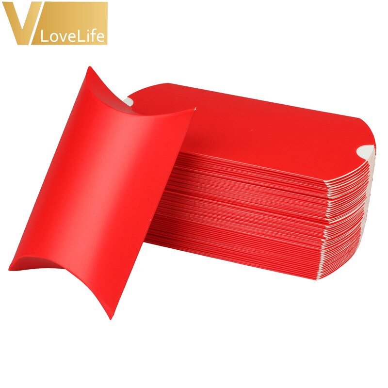 Kussen Wedding Party Favor Papier Box Dozen Snoep Supply Accessoires Gunst Kraftpapier Geschenkdozen 100Pcs: Red