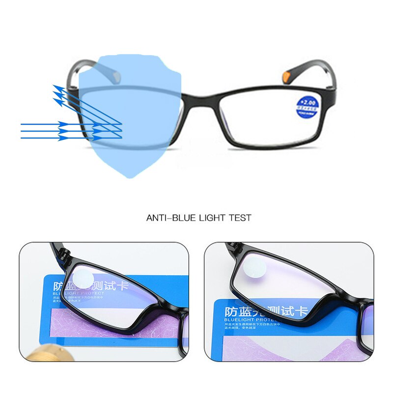 Gafas de lectura para hombre y mujer, lentes de lectura con bloqueo de luz azul, para ordenador, lupa de anteojos TR90, presbicia, marco completo TR90