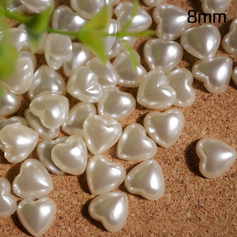 100 Stks/partij 10Mm Plaksteen Ivory Hart Parel Kerst Craft Versiering Bruiloft Decoratie