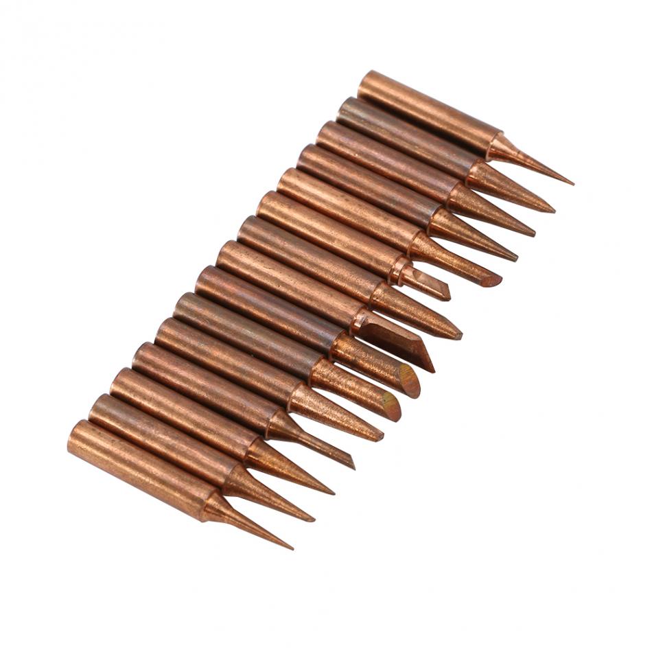15pcs/set Soldering Tip Lead-free Copper 900M-T Iron Solder Tip For 936,937,938,969,8586 Soldering Station Components