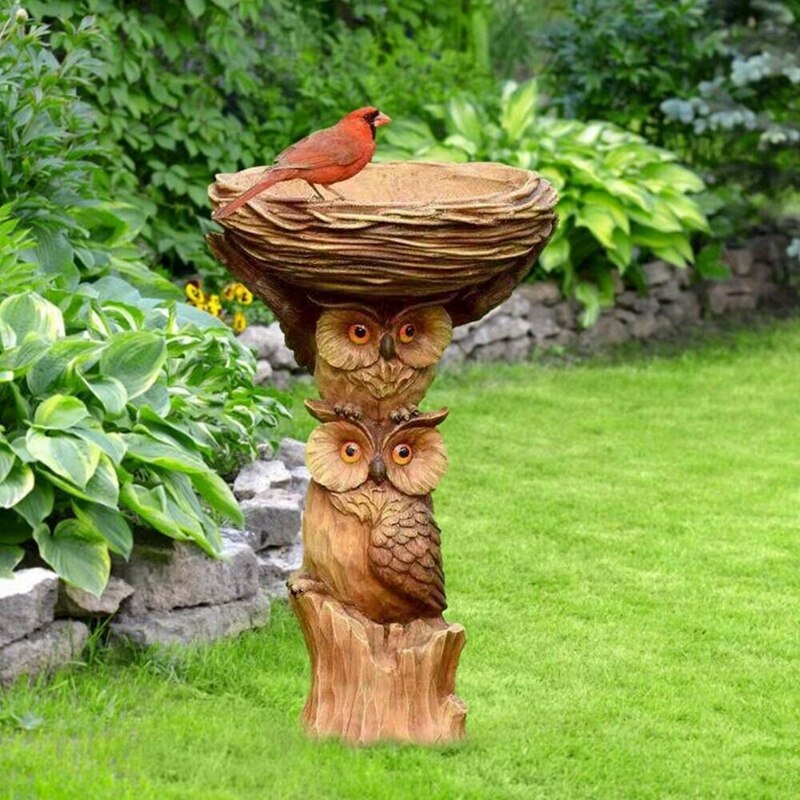 Plateau de bain et mangeoire pour oiseaux, piédestal, oiseau de jardin, plateau de bain en plein air, disque de hibou