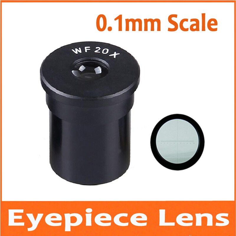 1PC WF20X 10mm Wide Angle Optical Eyepiece Lens for Biological Microscope 23.2mm with Graduated Scale Reticle Ruler 0.1mm