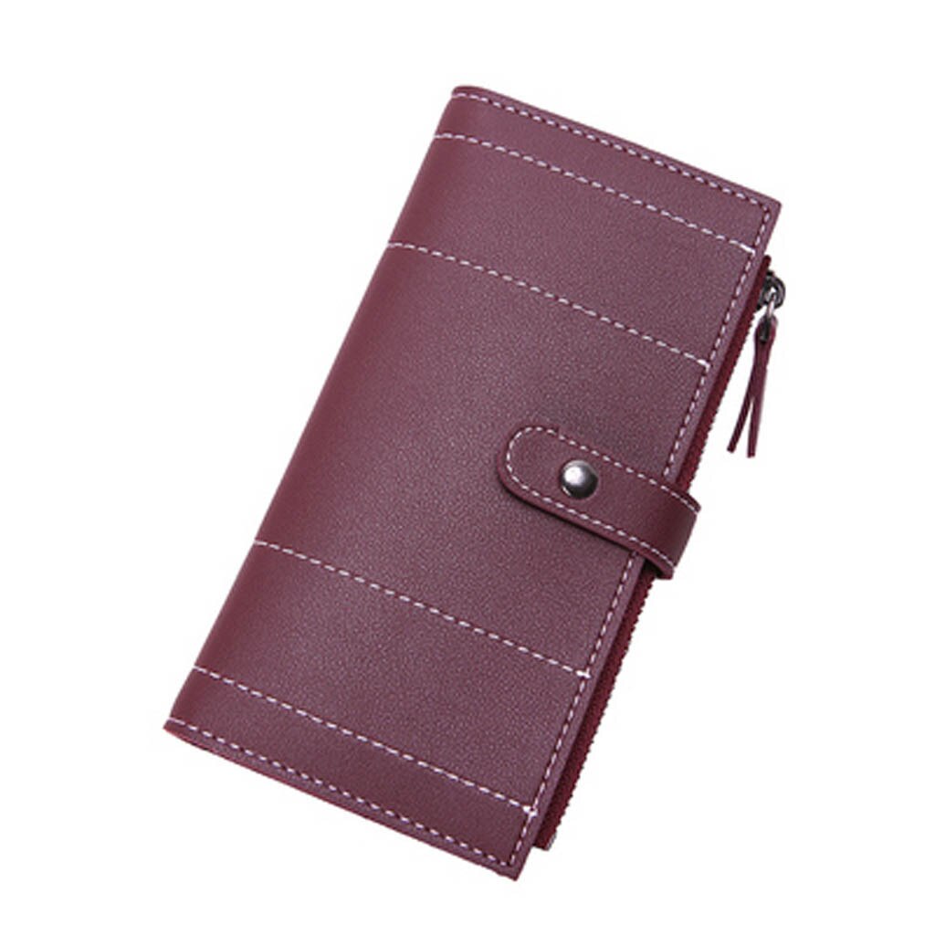Vrouwen Portefeuilles Retro Lange Streep Lederen Portemonnee Portemonnee Kaarthouders Handtas: red
