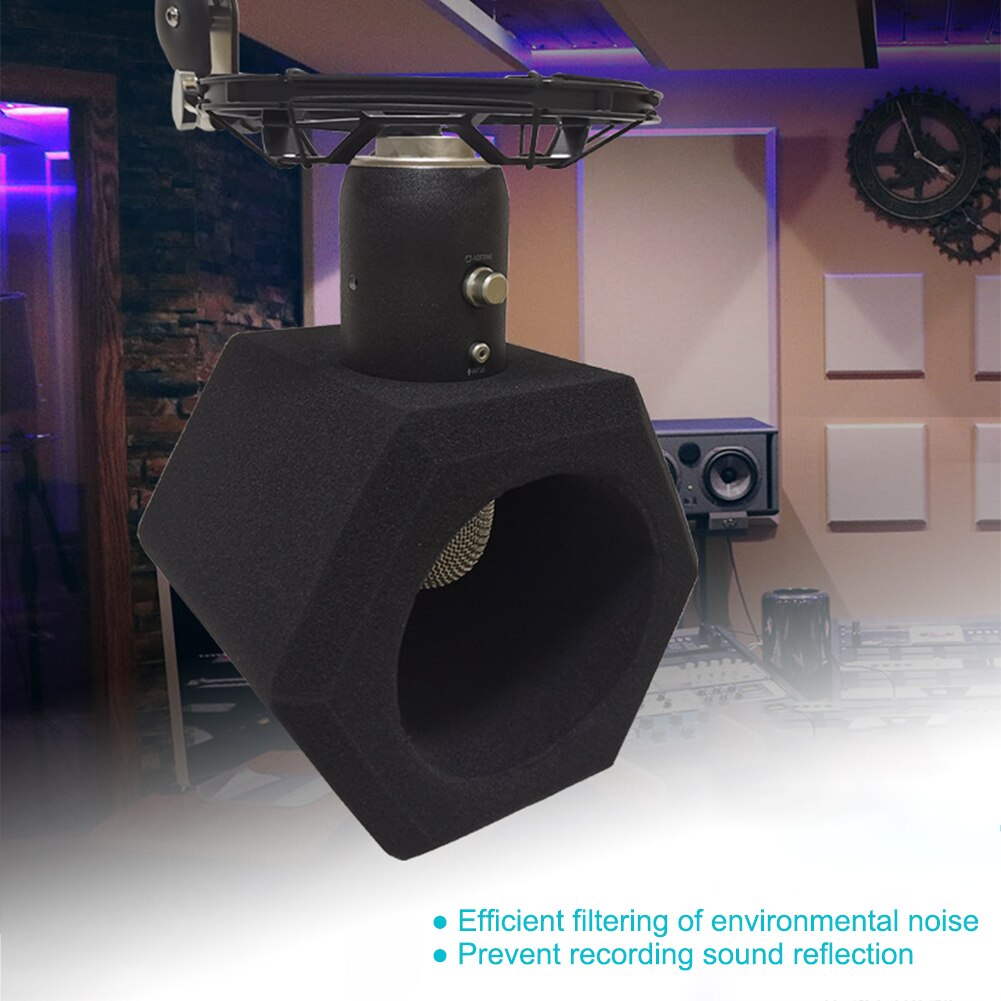 Microphone Wind Screen Shield Detachable Sound Insulation Noise Reduction Easy Install Vlogging Studio Speaking Singing Filter