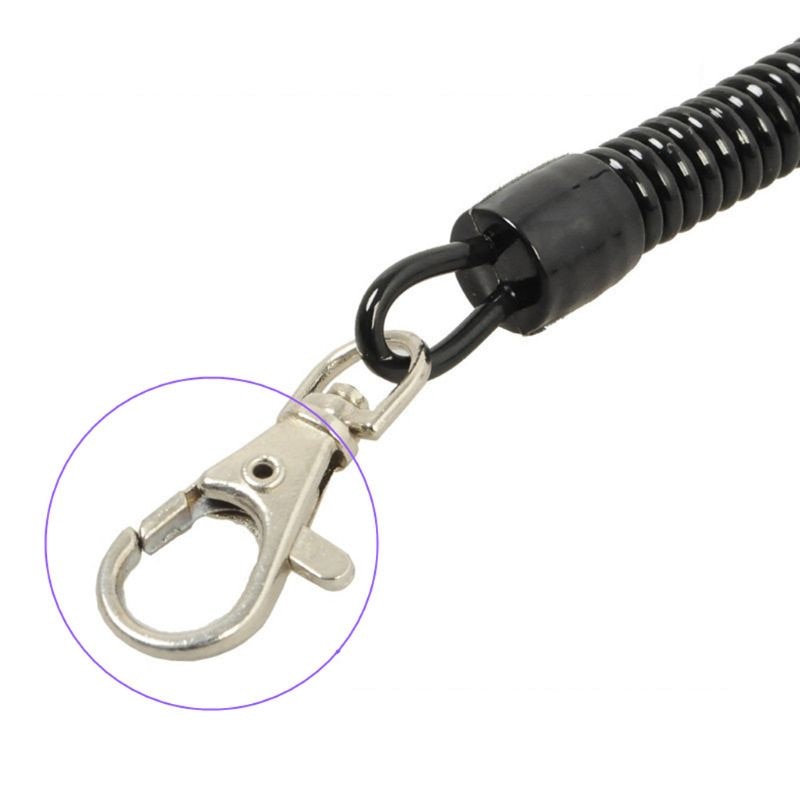 10Pcs Schwarz Spule Quellen Keychain Handy Snap Haken Halter Versenkbare Spule Schnur Schlüssel Kette Halter mit Karabiner