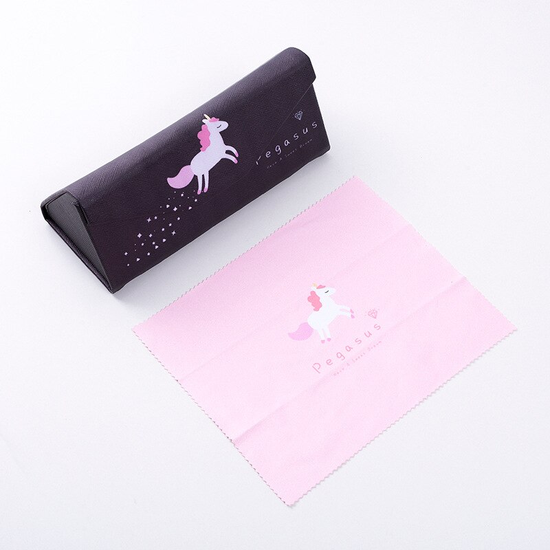 Novedad en fundas bonitas de gafas de unicornio de para gafas, caja de gafas de sol plegable de , bolsa, Protector de gafas triangular portátil