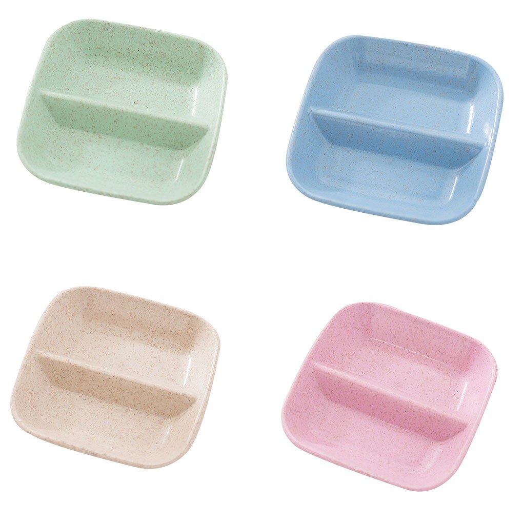 Wheat Straw Square Divided Seasoning Dishes Table Sauce Container Kitchen Cutlery Snack Plate for sushi Dumpling