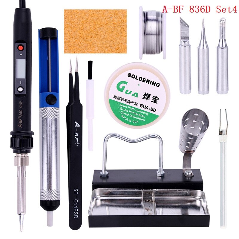 A-BF 836D LCD Display Soldering Iron Digital Solder Iron Set Temperature Adjustable Kit Welding Tools Rework Station 60W: A-BF 836D SET4 / US