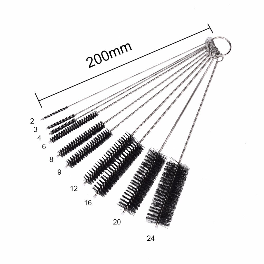10 Stks/set Rvs Baby Fles Test Tube Cleaning Borstels Voor Laboratorium Levert Theepot Nozzle Clean Tool