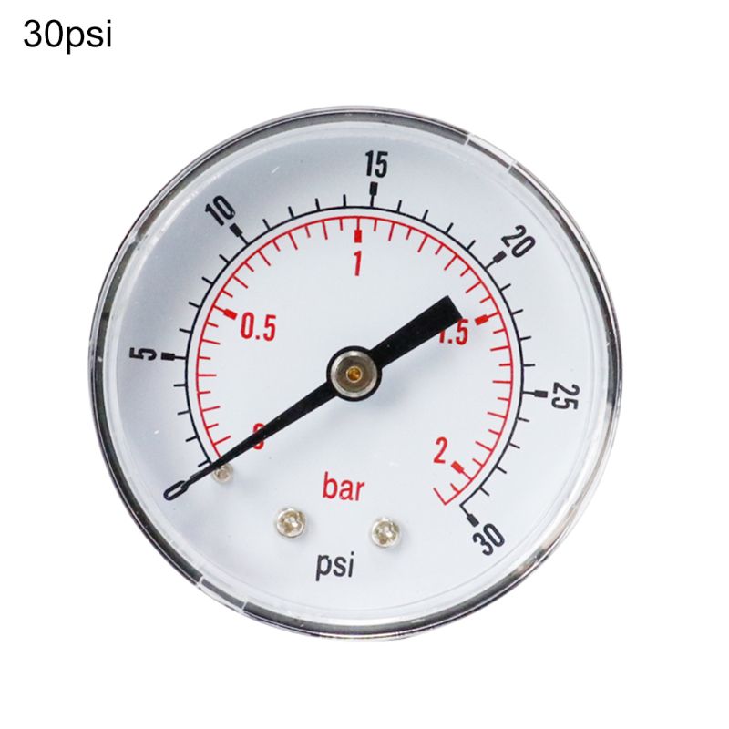 Pressure Gauge 52mm Dial 1/4" BSPT Horizontal 0/15,30,60.100,160,300 PSI & Bar HX6C: White