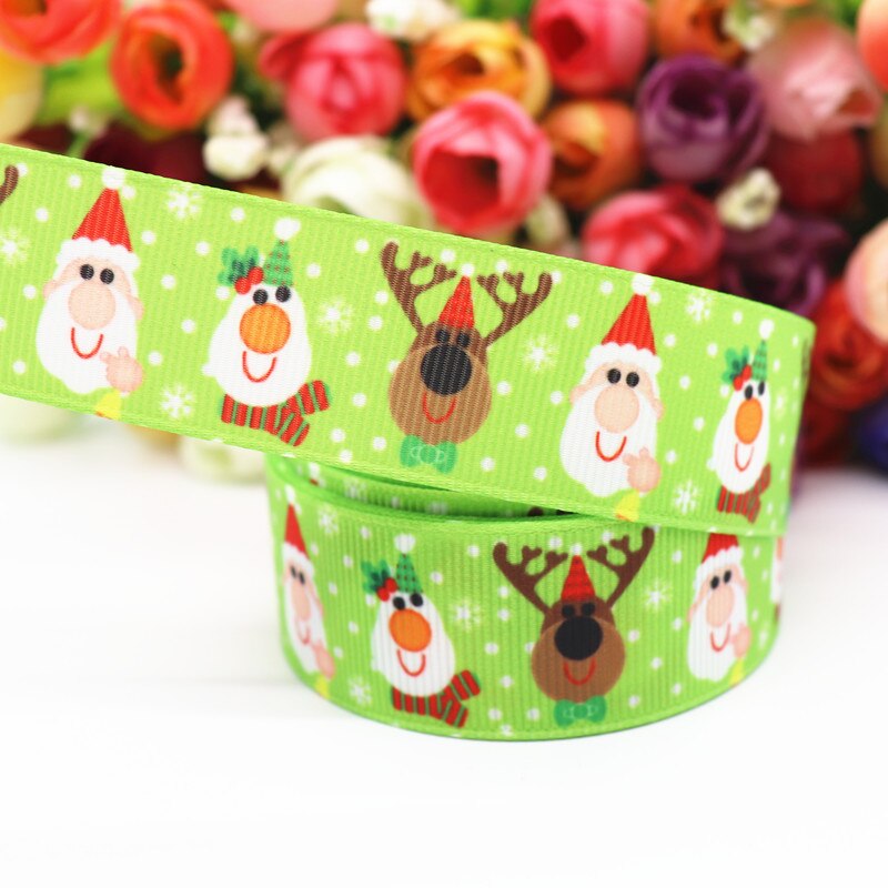 5 jardy 1 '' 25mm wstążki grosgrain z nadrukiem świątecznym na kokardy robić włosów/opakowania, materiały robić majsterkowania,  y19072404