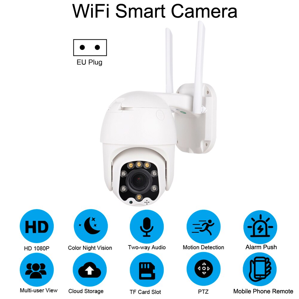 Outdoor Buiten Beveiliging Wifi Camera 1080P Waterdichte Twee Weg Audio 2MP Draadloze Camera Huishoudelijke Surveillance Veilig Ip Camera: EU plug