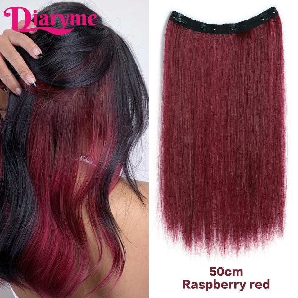 4 clipes longo em linha reta clipe sintético em extensões de cabelo destaque colorido pedaço de cabelo clip-on peruca de cabelo pendurado tintura de orelha: T1B/Verde