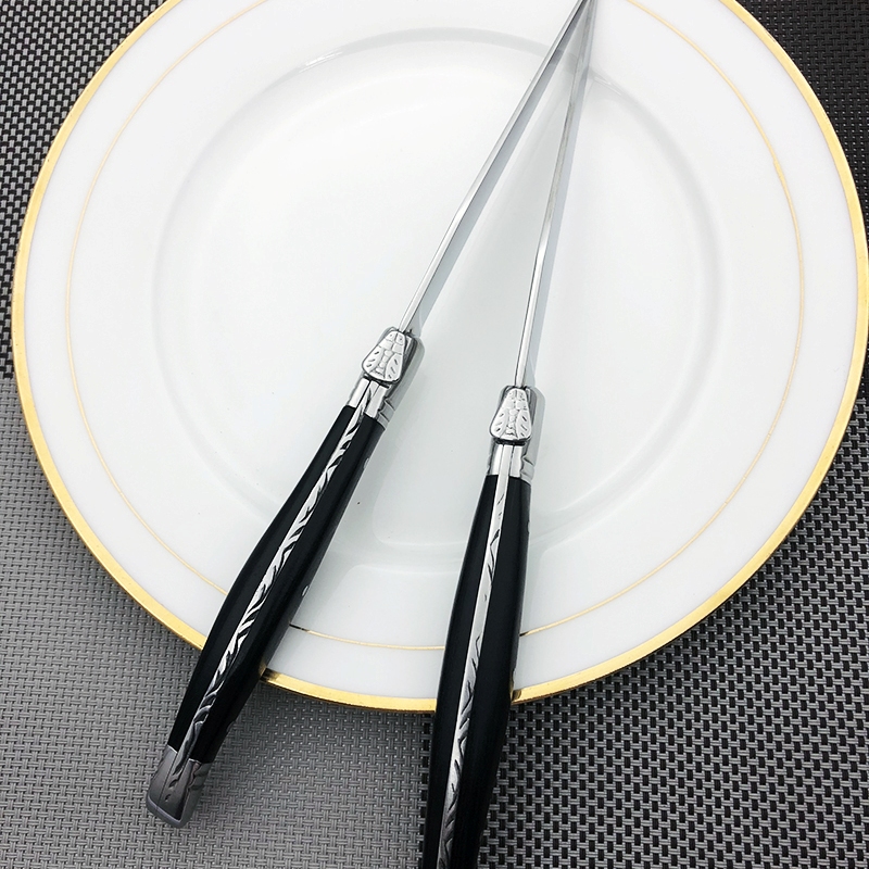 2/4/6pcs 9&#39;&#39; Laguiole Style Black Wood Dinner Knife Stainless Steel Steak Knives Table Knifes Restaurant Bar Dinnerware Set