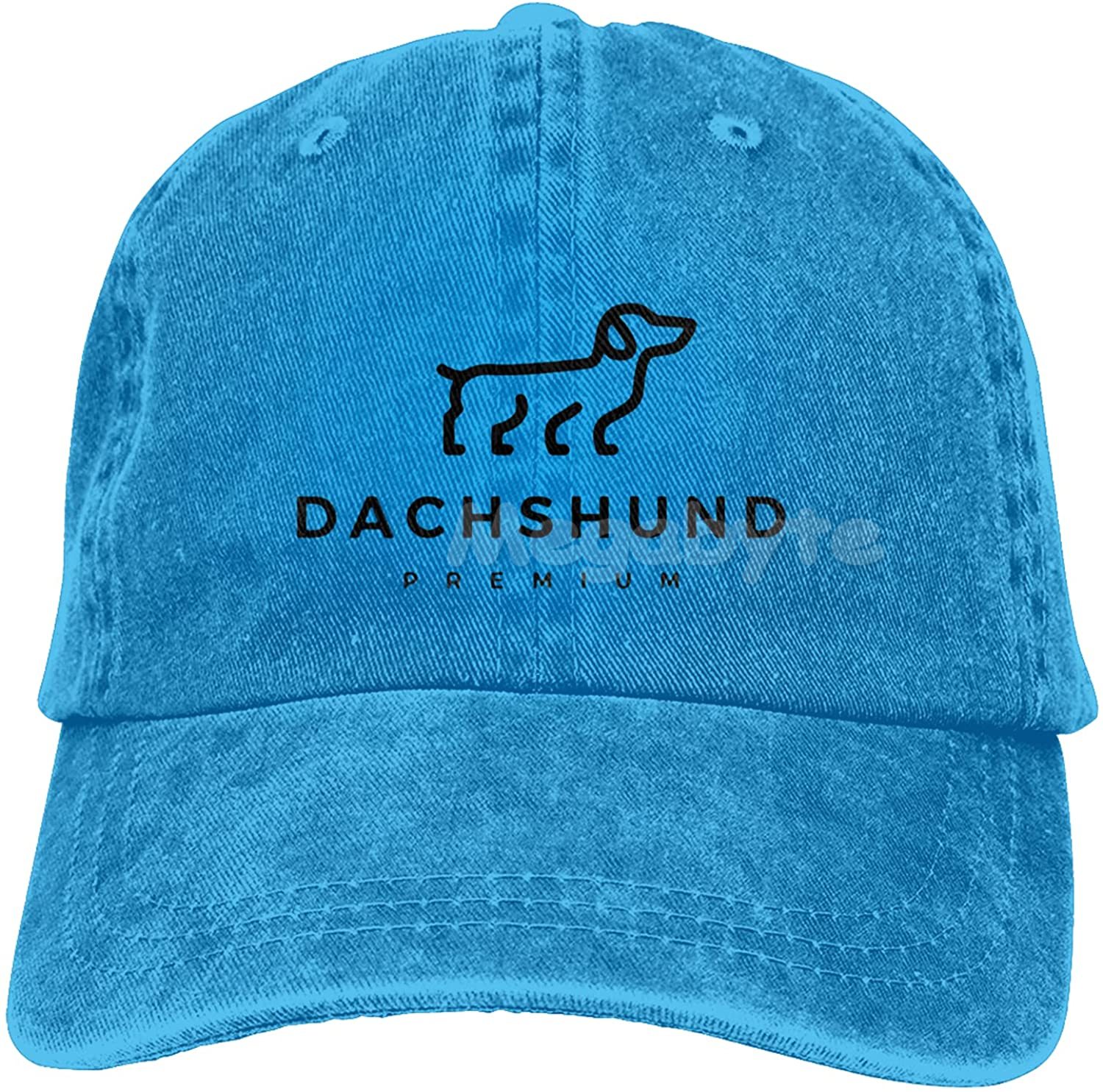 Dackel-hundemütze für damen und herren, verstellbar, trucker-Deckel aus gewaschenem Denim, für draussen-aktivitäzehn, schwarz: Blau