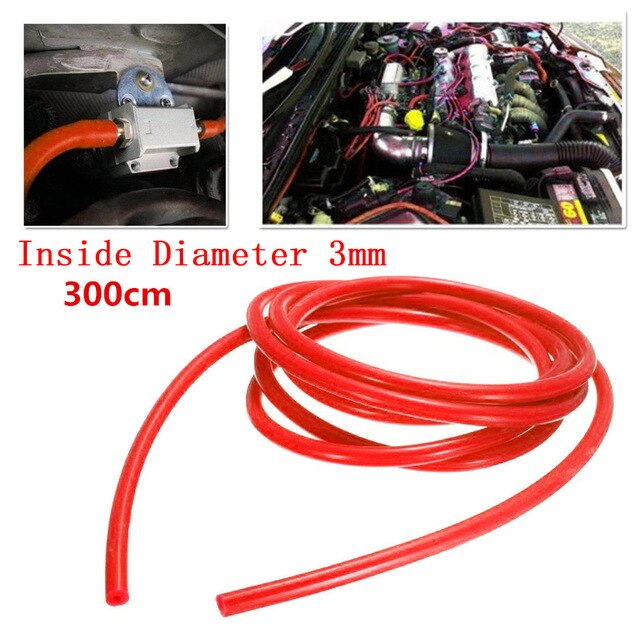 Red 5MM Inner Car Universal Silicone Vacuum Hose Gas Oil Fuel Line Tube ID For Car Motorcycle Vacuum Hose Easy to install: 3 MM