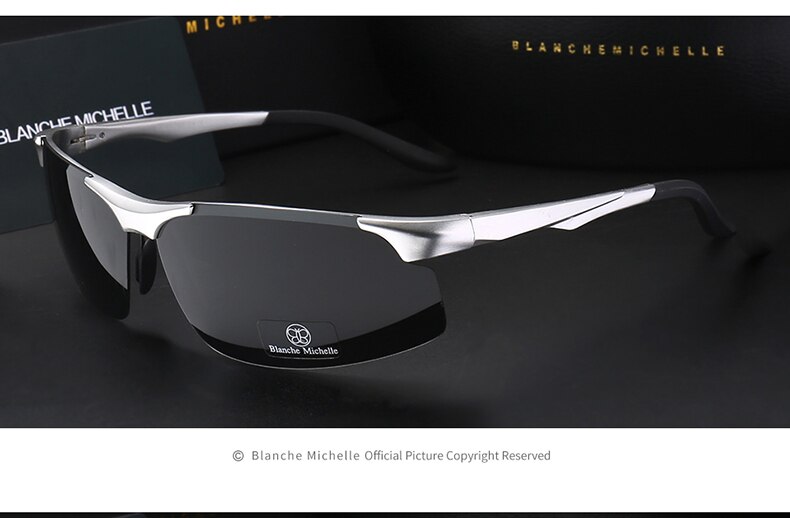 Aluminium Magnesium Mannen Zonnebril Gepolariseerde Sport Driving Night Vision Goggles Sunglass Vissen UV400 Randloze Zonnebril sunglasses men sun glasses man sunglass: silver black