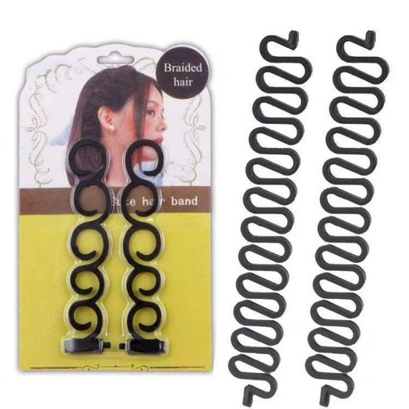 Zha tou accesorios para el cabello, herramientas para el cabello, banda para el cabello, modelador, Flexible y esponjoso, trenza de espina de pescado, producto útil para el cabello femenino: Four piece Set  2 Centipede Braid  2 Side Hair Device 