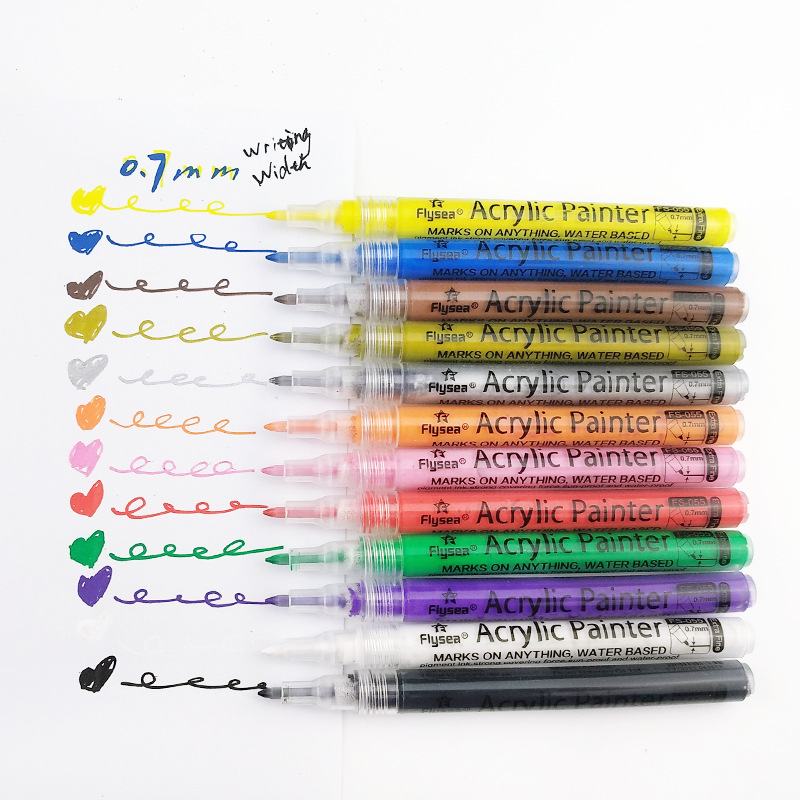 Stylo marqueur acrylique pour graffiti, encre liquide, peinture graffiti, papier, toile, verre, céramique, grill, fournitures d'art, 0.7mm,
