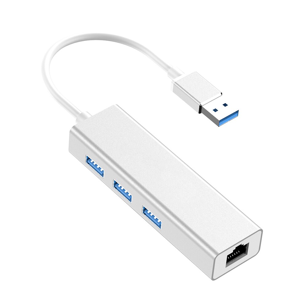 USB to 5Gbps 3 USB 3.0 RJ45 10/100Mbps Wired Ethernet Network Card LAN Adapter Hub Converter for Windows Mac OS Linux: Silver