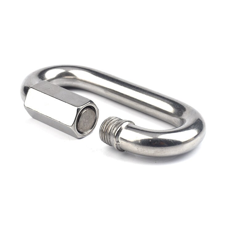 Stainless Steel Screw Lock Climbing Gear Carabiner Quick Links Safety Snap Hook Chain Connecting Ring Carabiner Chain Buckle