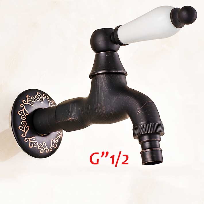 Single ceramic Handle Wall Mounted Basin faucet Oil Rubbe Bronze Washing Machine Taps Kitchen Washing mop pool mixer: White