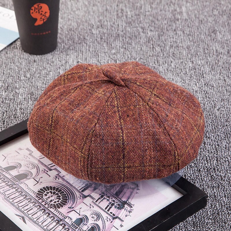 Winer Visgraat Tweed Krantenjongenspet Mannen Achthoekige Cap Flatcap, Chic Reizen Platte Cap Hoed, Gorras Planas: 1