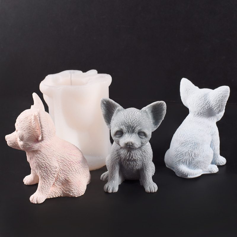 Stampo per candele per cuccioli di chihuahua Stampi per candele in silicone per cani Stampi per candele per cani per cuccioli Sapone in gesso fai da te Ainmal Stampo per decorazioni per la casa