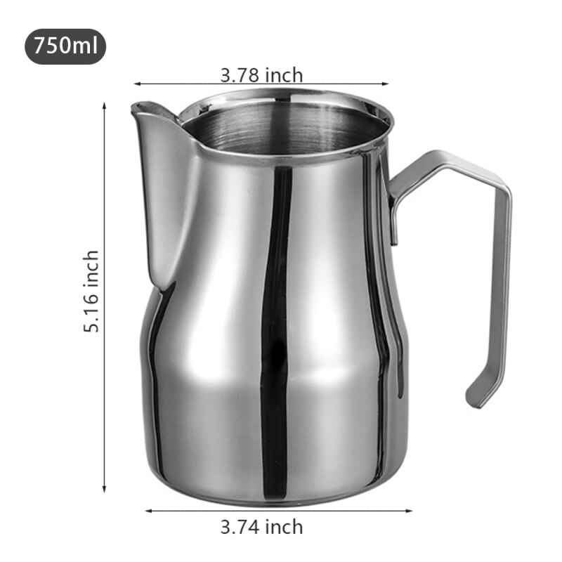 Stainless Espresso Coffee Pitcher Latte Milk Frothing Jug Kitchen 350ml 500ml 750ml: L