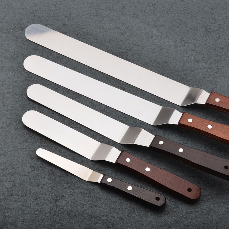 Upspirit Verschillende maten Cake Icing Spatel Rvs Blade Houten Handvat Straight Spatel Voor Batter Taart Boter Huis & Keuken
