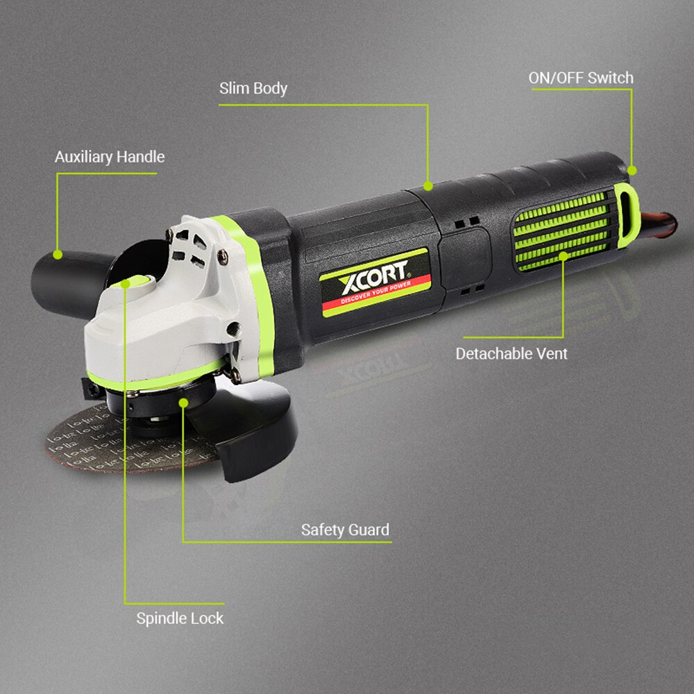 800W Polishing Machine Angle Grinder 4-1/2 inch Grinding Machine 10000RPM Cutting Grinding Metal Wood with Auxiliary Handle