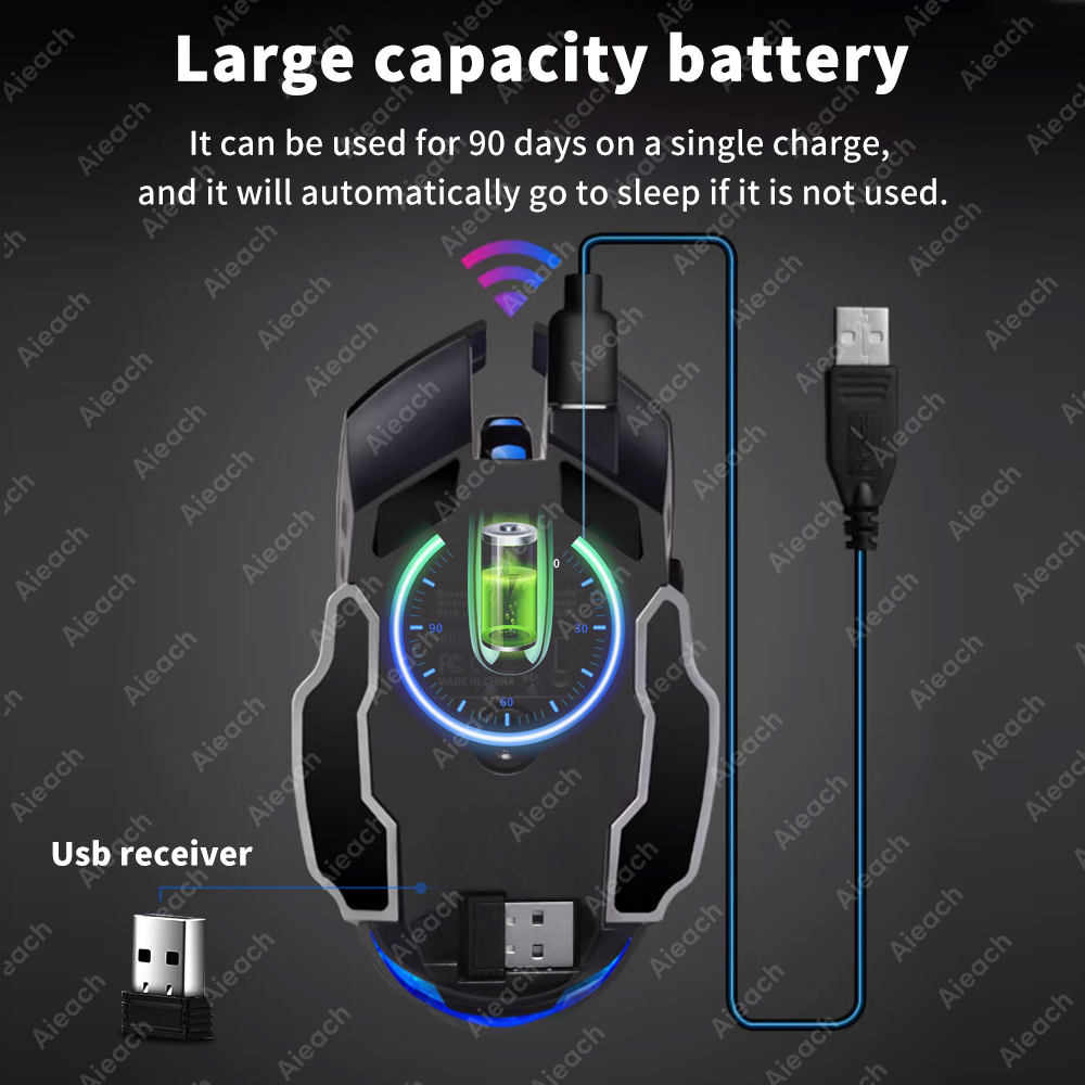 MDNG Ergonomic Gaming Mouse, 2.4G & Bluetooth 2000DPI Adjustable, Electroplating Backlit for iPad Pro/PC/Tablet (500mAh)