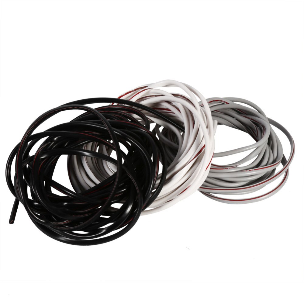 Tira de goma para moldura de puerta de coche, Protector de borde, cubierta negra, blanca, gris (opcional), 5M