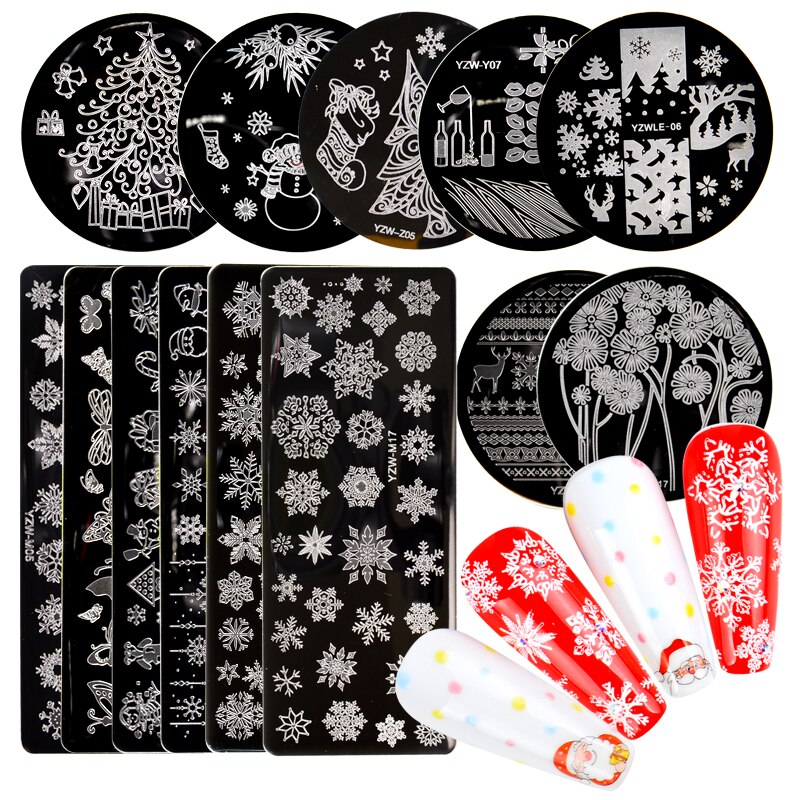 1 pc nail art stempelplaten nagellak print blad bloem dromenvanger sneeuwvlok kerst stempel schraper spons