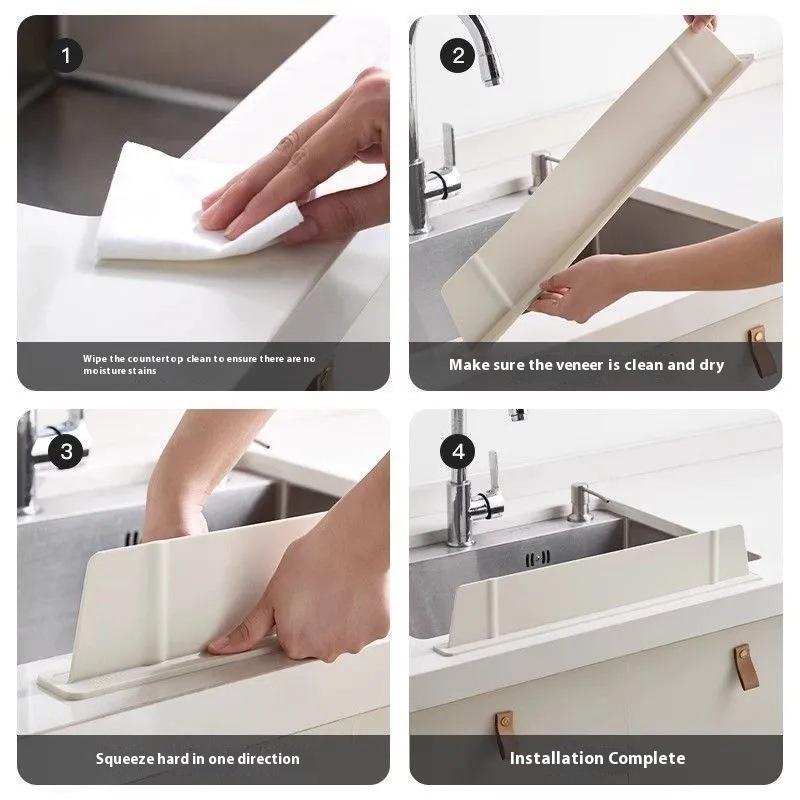 1pc Silicone Kitchen Sink Water Splash Guard Washing Basin Anti-splash Stopper Waterproof Splatter Screen Bar Anti-water Board