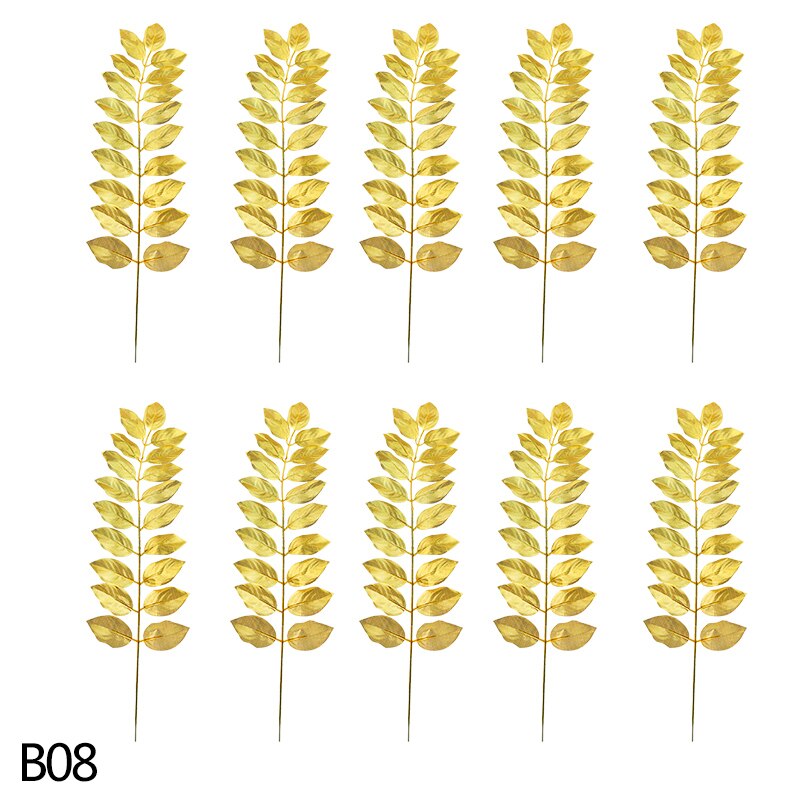 Złote sztuczne rośliny plastikowe tropikalne liście palma akcesoria robić dekoracji ogrodu dekoracja ślubna kwiat liści: B08
