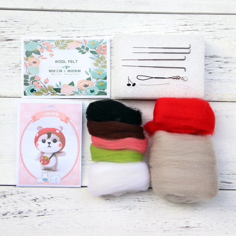 10pcs/set Custom Doll Wool Felt Craft Material Bag Pack Doll dog Needle DIY Material Kit