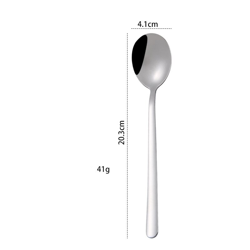 1pc sølvskje gaffel forskjellige størrelser rustfritt stål langt håndtak kaffe iskrem dessert drikker te scoop kjøkken bestikk: 1 skje
