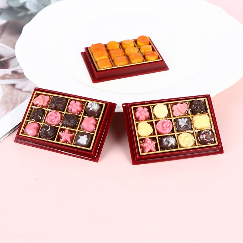 1 Set 1/6 En 1/12 Poppenhuis Miniatuur Mini Boxed Chocolade Model Play Keuken Eten Speelgoed Voor Huis Pop Accessoires